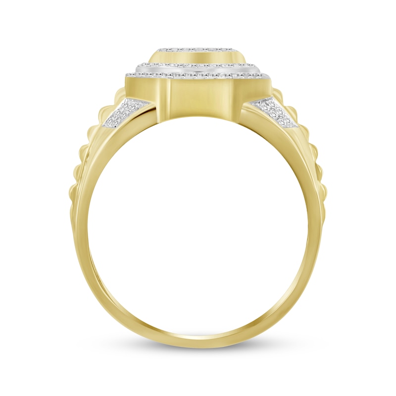 Main Image 3 of Men's Multi-Diamond Center Octagon Ring 1/4 ct tw 10K Yellow Gold