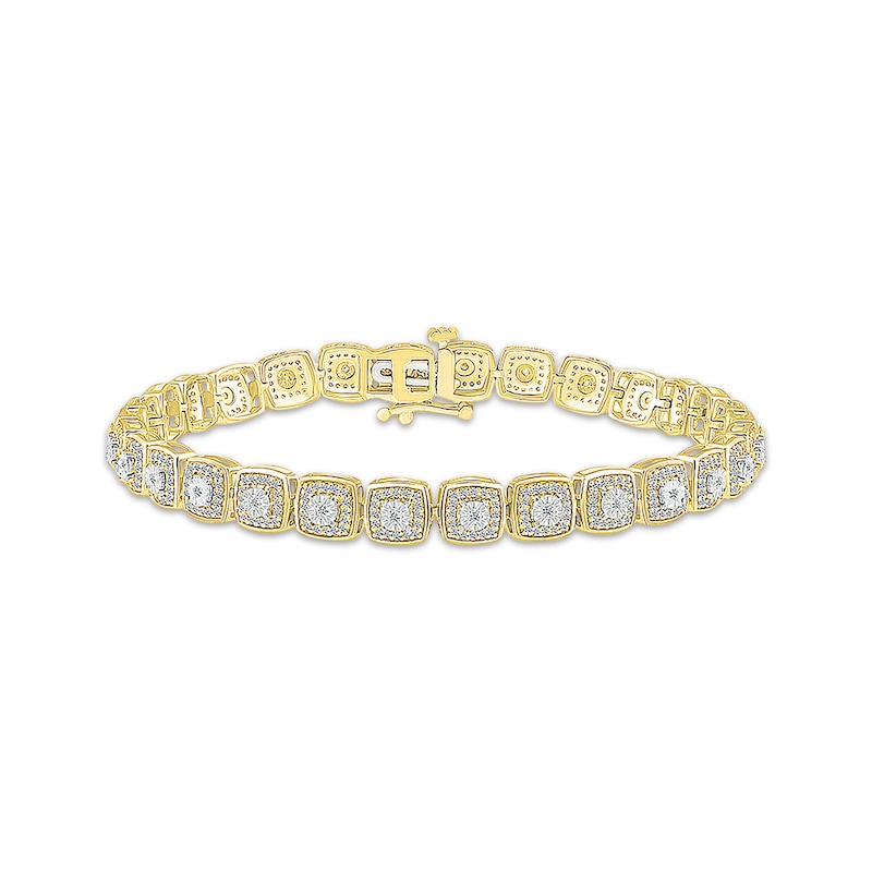 Main Image 1 of Diamond Cushion Link Bracelet 1 ct tw 10K Yellow Gold 7.25&quot;