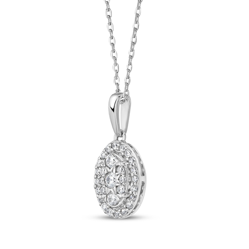 Main Image 2 of Multi-Diamond Oval-Shaped Necklace 1/4 ct tw 10K White Gold 18&quot;