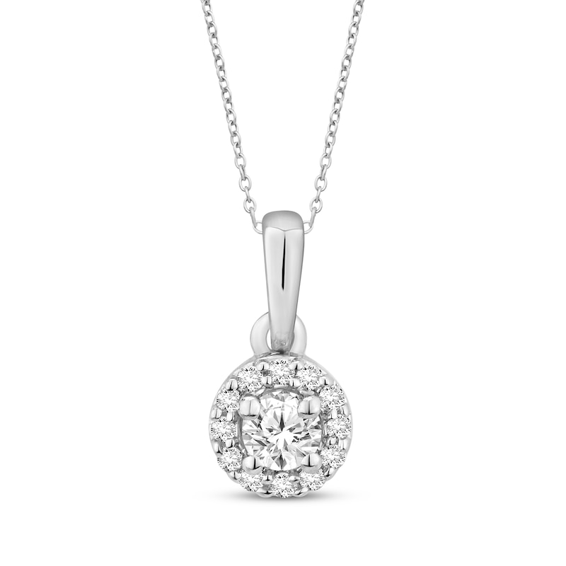 Diamond Halo Necklace 1/6 ct tw Sterling Silver 17