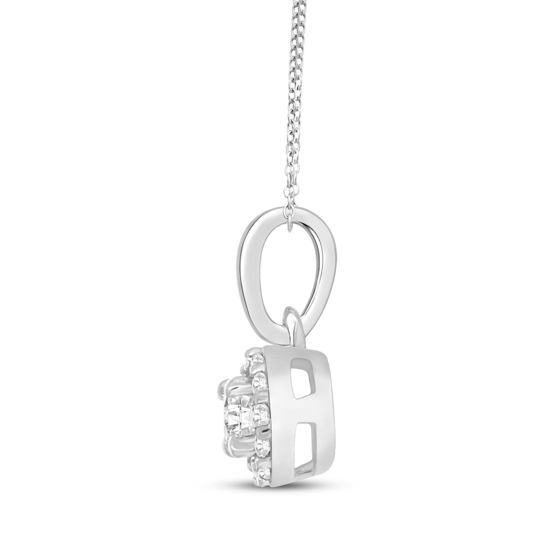 Main Image 2 of Diamond Halo Necklace 1/6 ct tw Sterling Silver 17&quot;