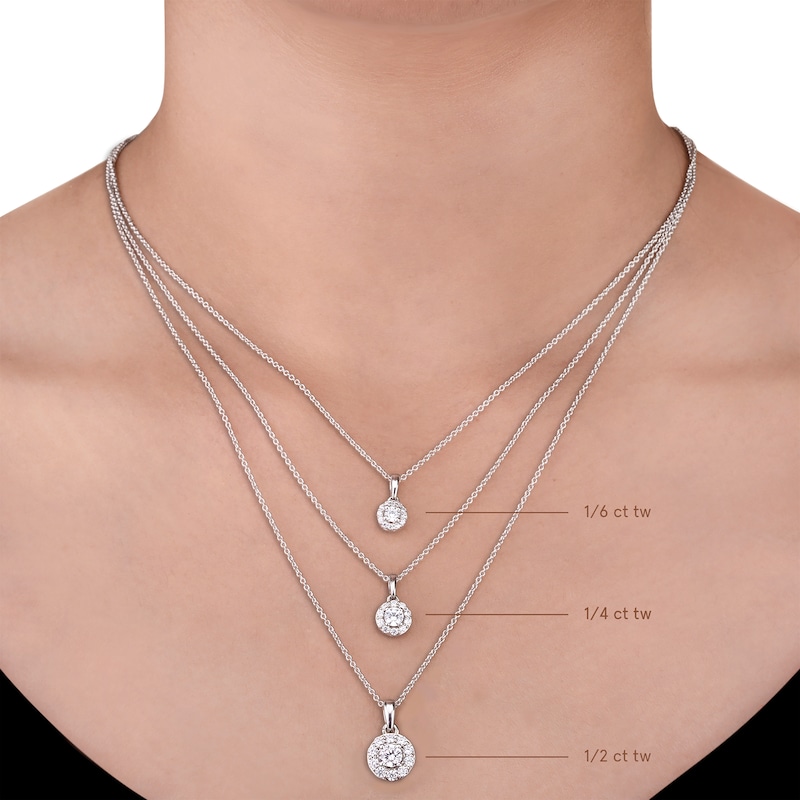 Main Image 4 of Diamond Halo Necklace 1/6 ct tw Sterling Silver 17&quot;