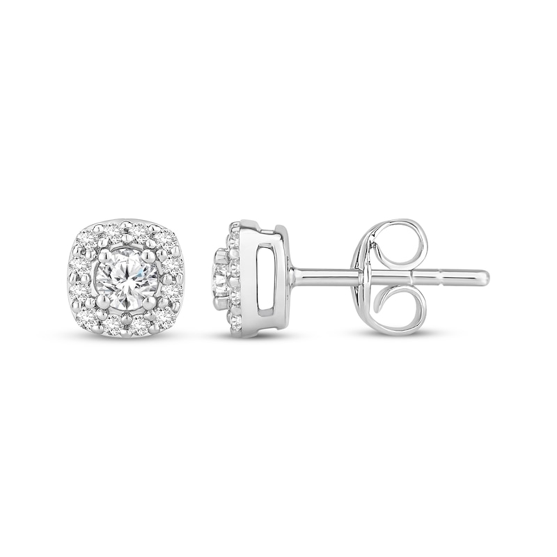 Diamond Cushion-Shaped Halo Stud Earrings 1/2 ct tw 10K White Gold | Kay