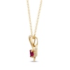 Thumbnail Image 2 of Natural Oval-Cut Ruby & Diamond Accent Tilted Heart Necklace 10K Yellow Gold 18&quot;