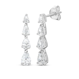 Pear-Shaped Lab-Grown Diamond Graduated Drop Earrings 1 ct tw 10K White Gold