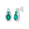 Thumbnail Image 1 of Oval & Round-Cut Lab-Created Emerald, White Lab-Created Sapphire Earrings Sterling Silver