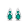 Thumbnail Image 2 of Oval & Round-Cut Lab-Created Emerald, White Lab-Created Sapphire Earrings Sterling Silver