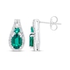 Thumbnail Image 3 of Oval & Round-Cut Lab-Created Emerald, White Lab-Created Sapphire Earrings Sterling Silver