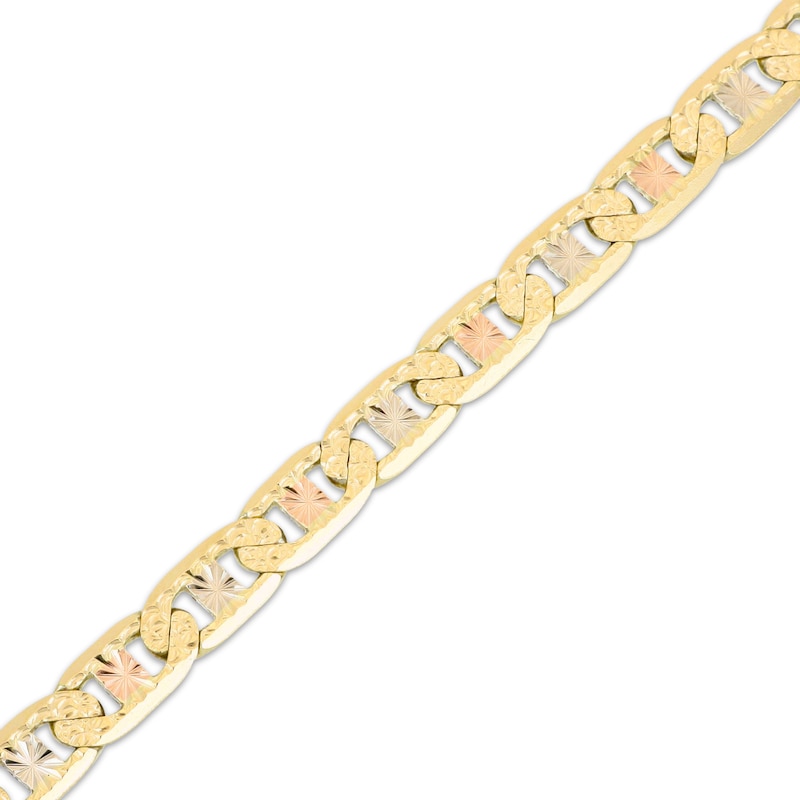 Main Image 2 of Solid Diamond-Cut Valentino Chain Bracelet 7.9mm 14K Tri-Tone Gold 8.5&quot;