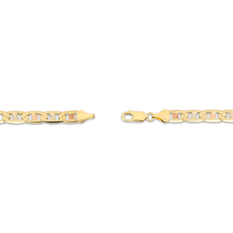 Main Image 3 of Solid Diamond-Cut Valentino Chain Bracelet 7.9mm 14K Tri-Tone Gold 8.5&quot;