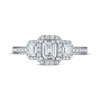 Thumbnail Image 3 of Now + Forever Certified Emerald-Cut Diamond Three-Stone Halo Engagement Ring 1 ct tw Platinum