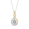 Thumbnail Image 1 of White Lab-Created Sapphire Twist Frame Necklace Sterling Silver & 10K Yellow Gold 18&quot;