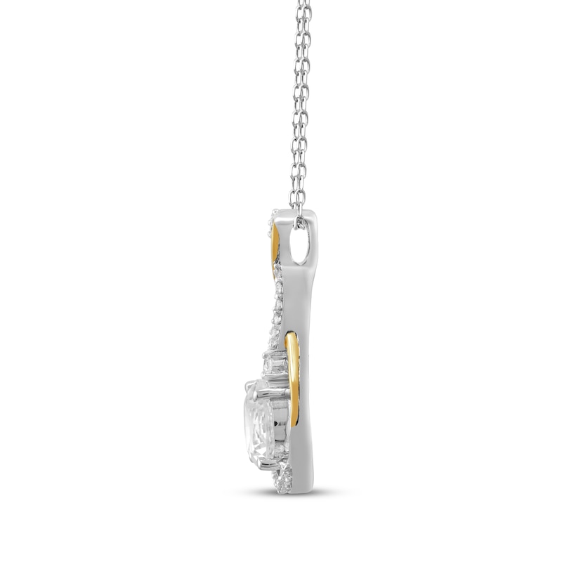 Main Image 2 of White Lab-Created Sapphire Twist Frame Necklace Sterling Silver & 10K Yellow Gold 18&quot;