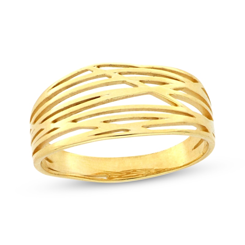 Crossover Stripe Ring 10K Yellow Gold