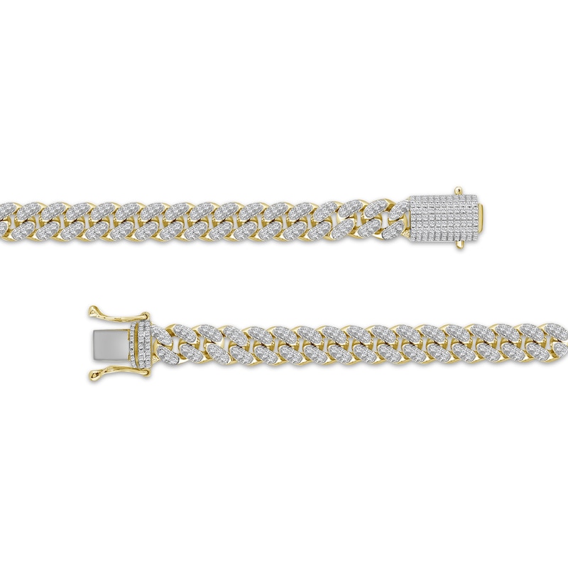 Main Image 2 of Men's Diamond Cross Station Curb Chain Necklace 3 ct tw 10K Yellow Gold 20&quot;