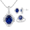 Thumbnail Image 1 of Oval-Cut Blue Lab-Created Sapphire & White Lab-Created Sapphire Gift Set Sterling Silver