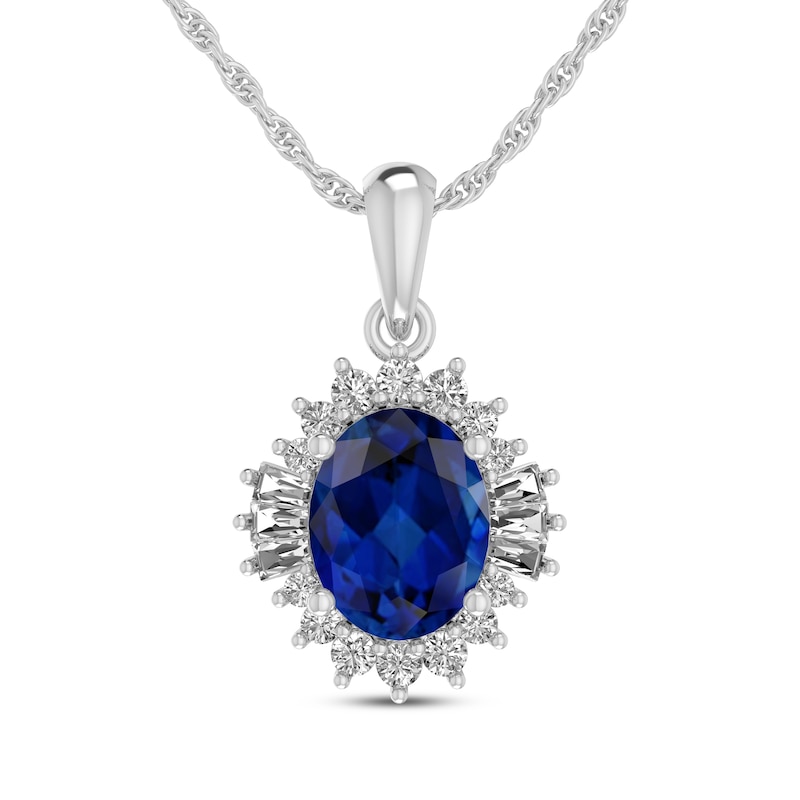 Main Image 2 of Oval-Cut Blue Lab-Created Sapphire & White Lab-Created Sapphire Gift Set Sterling Silver