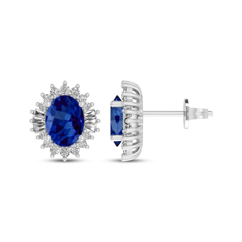 Main Image 4 of Oval-Cut Blue Lab-Created Sapphire & White Lab-Created Sapphire Gift Set Sterling Silver