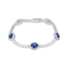 Thumbnail Image 1 of Oval-Cut Blue Lab-Created Sapphire & White Lab-Created Sapphire Station Bracelet Sterling Silver 7.25&quot;