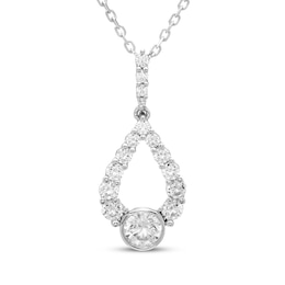 Milestones Diamond Teardrop Necklace 3/4 ct tw 10K White Gold 18&quot;