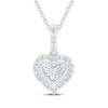 Thumbnail Image 1 of Multi-Diamond Heart Halo Necklace 1/5 ct tw Sterling Silver 18&quot;