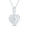 Thumbnail Image 2 of Multi-Diamond Heart Halo Necklace 1/5 ct tw Sterling Silver 18&quot;