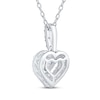 Thumbnail Image 3 of Multi-Diamond Heart Halo Necklace 1/5 ct tw Sterling Silver 18&quot;