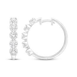 Lab-Grown Diamonds by KAY Five-Stone Hoop Earrings 2 ct tw 10K White Gold