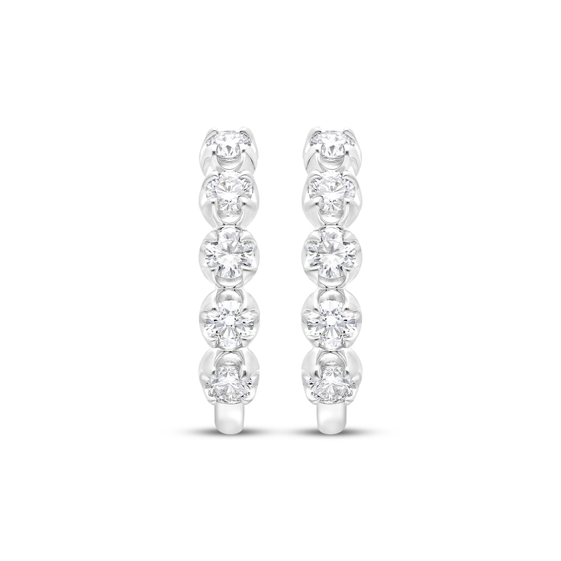 Main Image 2 of Lab-Grown Diamonds by KAY Five-Stone Hoop Earrings 2 ct tw 10K White Gold