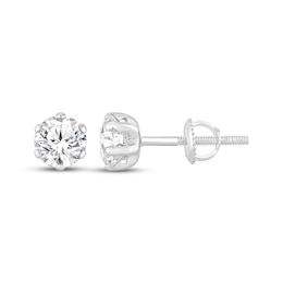 Certified Round-Cut Diamond Solitaire Stud Earrings 1 ct tw 14K White Gold (F/I1)