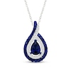 Thumbnail Image 1 of Pear-Shaped Blue Lab-Created Sapphire & White Lab-Created Sapphire Flame Necklace Sterling Silver 18&quot;