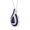 Thumbnail Image 2 of Pear-Shaped Blue Lab-Created Sapphire & White Lab-Created Sapphire Flame Necklace Sterling Silver 18&quot;