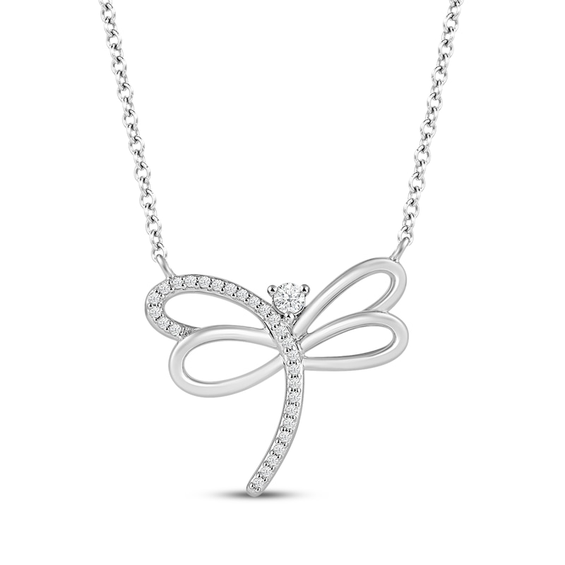 Main Image 1 of Hallmark Diamonds Dragonfly Necklace 1/10 ct tw Sterling Silver 18&quot;