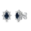 Thumbnail Image 1 of Blue Sapphire & Diamond Burst Earrings 1/8 ct tw 10K White Gold