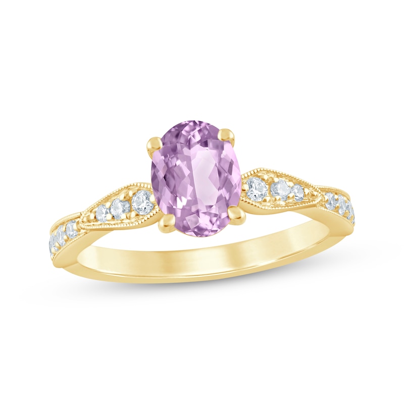 Main Image 1 of Oval-Cut Amethyst & Diamond Engagement Ring 1/5 ct tw 14K Yellow Gold