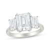 Thumbnail Image 1 of Emerald-Cut Three-Stone White Lab-Created Sapphire Ring Sterling Silver