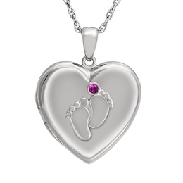 Birthstone Locket Necklace (1 Stone and 3 Lines)