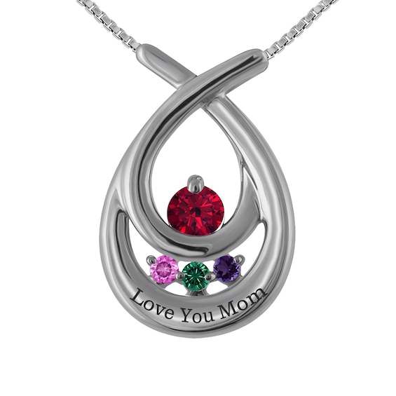 Birthstone Family & Mother's Necklace (2-4 Stones and 1 Line)