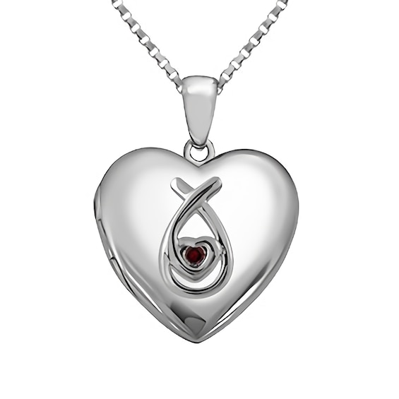 Birthstone Silver Locket Necklace