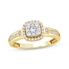 Thumbnail Image 1 of Multi-Diamond Cushion Halo Engagement Ring 1/3 ct tw 10K Yellow Gold