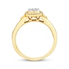 Thumbnail Image 3 of Multi-Diamond Cushion Halo Engagement Ring 1/3 ct tw 10K Yellow Gold