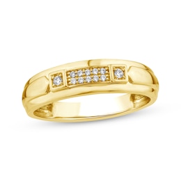 Now + Forever Men's Diamond Wedding Band 1/10 ct tw 10K Yellow Gold