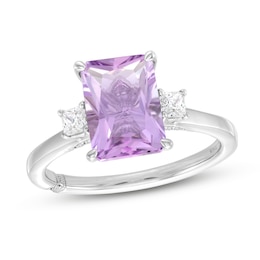 Monique Lhuillier Bliss Radiant-Cut Light Amethyst & Diamond Engagement Ring 1/4 ct tw 14K White Gold