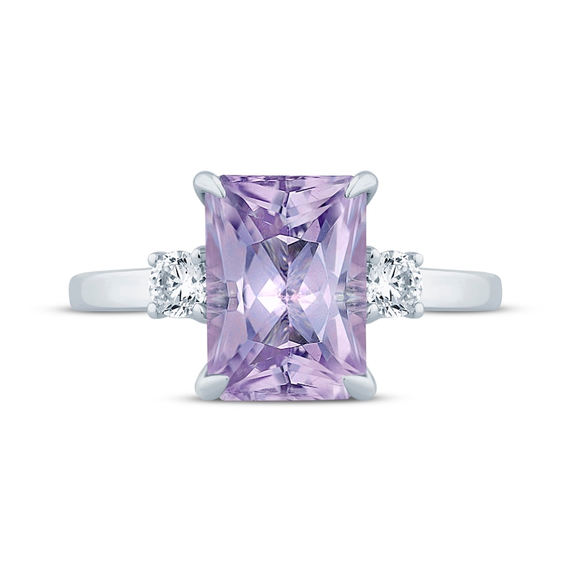 Monique Lhuillier Bliss Radiant-Cut Light Amethyst & Diamond Engagement Ring 1/4 ct tw 14K White Gold