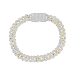 Men's Baguette-Cut Diamond Curb Chain Bracelet 3-1/2 ct tw 10K Yellow Gold 8.5&quot;