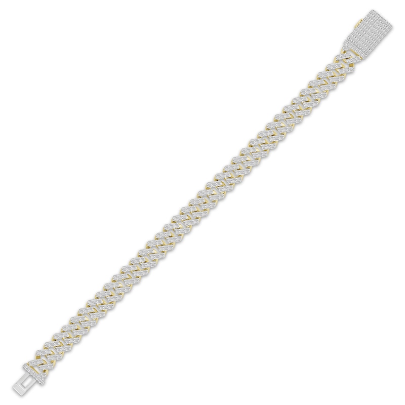 Men's Baguette-Cut Diamond Curb Chain Bracelet 3-1/2 ct tw 10K