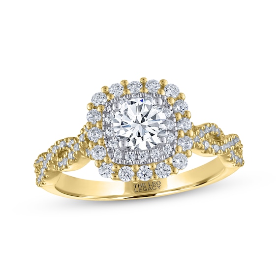 THE LEO Legacy Lab-Created Diamond Halo Engagement Ring 1 ct tw 14K Two ...