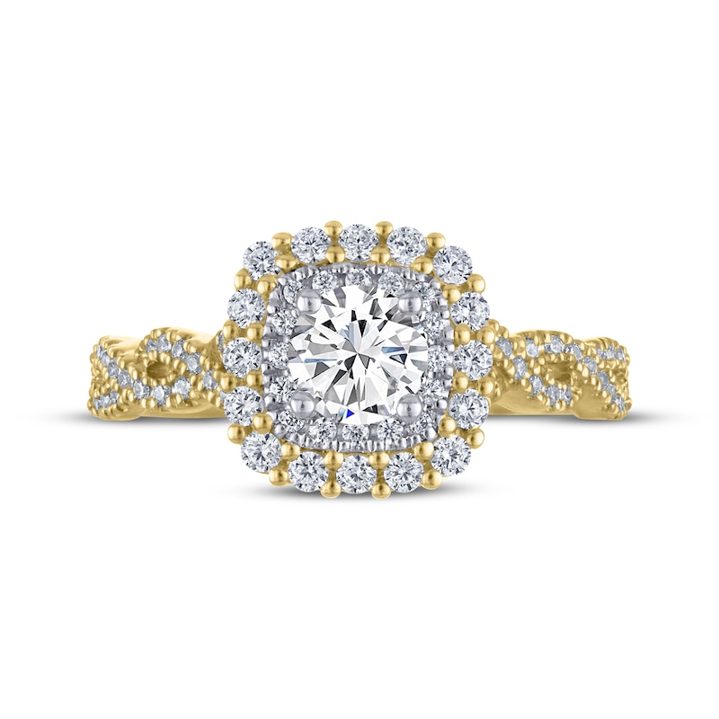 Main Image 3 of THE LEO Legacy Lab-Grown Diamond Halo Engagement Ring 1 ct tw 14K Two-Tone Gold