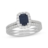 Thumbnail Image 1 of Neil Lane Emerald-Cut Natural Blue Sapphire & Diamond Bridal Set 5/8 ct tw 14K White Gold