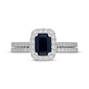 Thumbnail Image 3 of Neil Lane Emerald-Cut Natural Blue Sapphire & Diamond Bridal Set 5/8 ct tw 14K White Gold